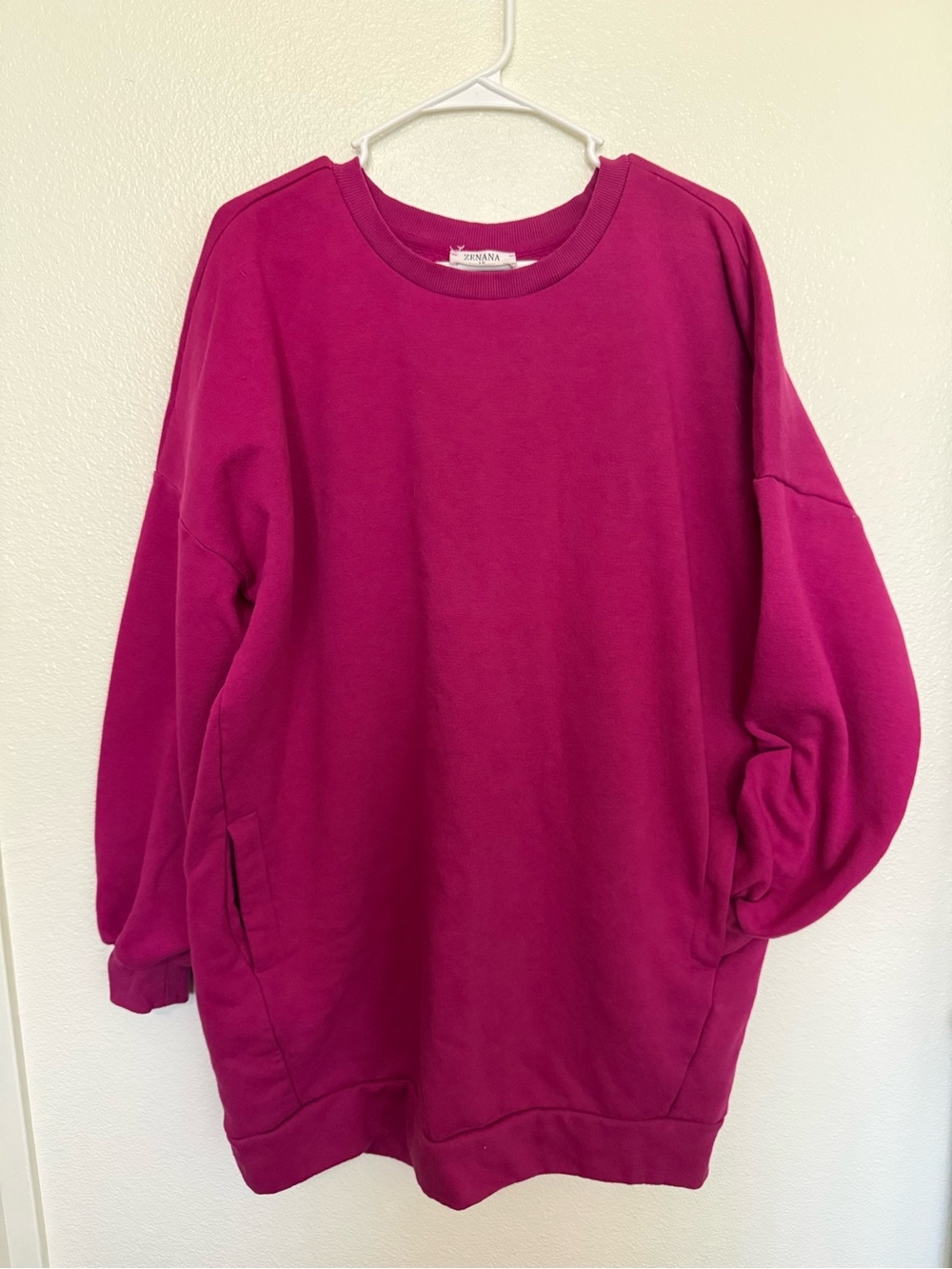 Zenana Fuchsia Sweatshirt Dress